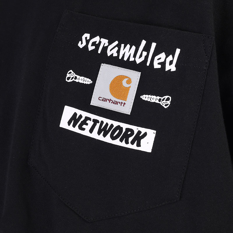 мужская черная футболка Carhartt WIP S/S Scramble Pocket T-Shirt I029983-black/white - цена, описание, фото 2